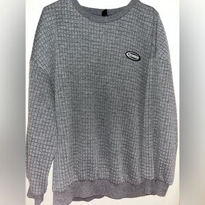 SHEIN Gray Crewneck Sweater with Waffle Knit Texture🩶